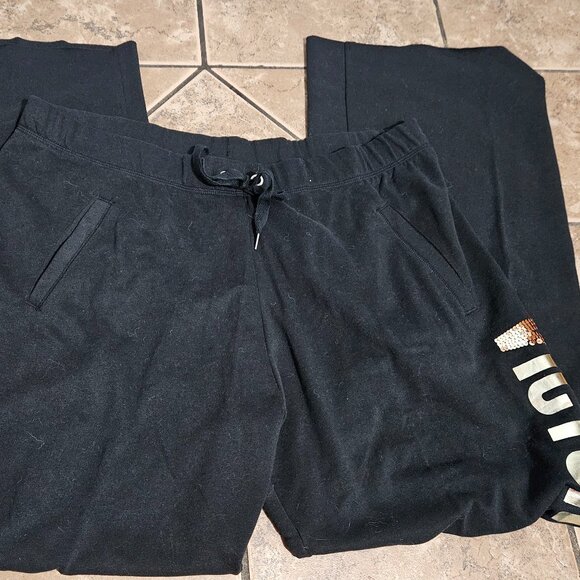 Victoria Secret Wide Leg Sequin Love Sweat Pants 2 Pair Size L - Picture 6 of 7